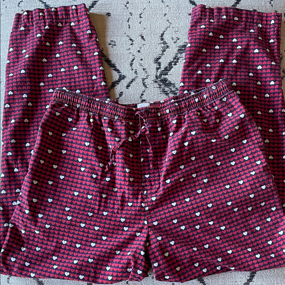 Gap Body Cotton Pajama Pants w/ Drawstring, Pockets, Hearts, Comfy, Size L